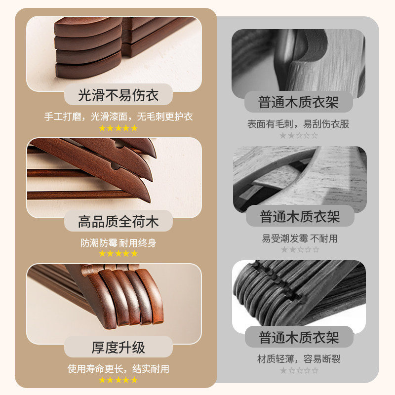 摩登主妇实木衣架家用挂衣木质高级无痕挂吊带西装专用裤架裤夹子,淘宝优惠券,粉丝福利购,淘宝优惠卷