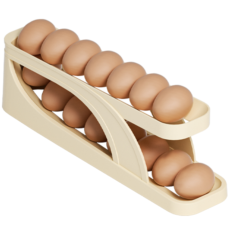 摩登主妇鸡蛋收纳盒冰箱用侧门保鲜厨房专用装放自动滚蛋托鸡蛋架-图3