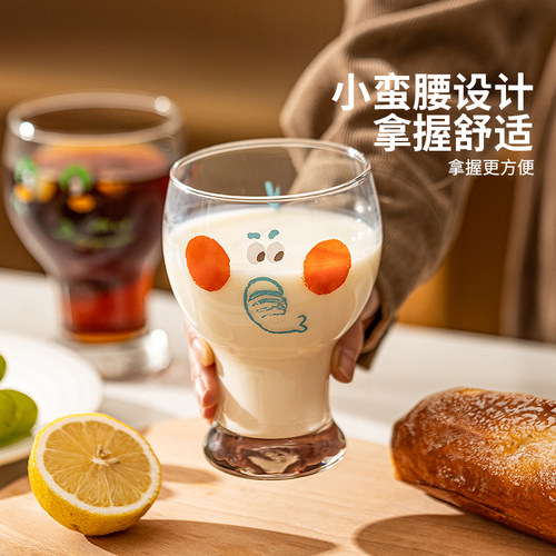 摩登主妇原创啤酒杯个性猪猪玻璃杯女生可爱家用牛奶果汁饮料杯子 - 图0