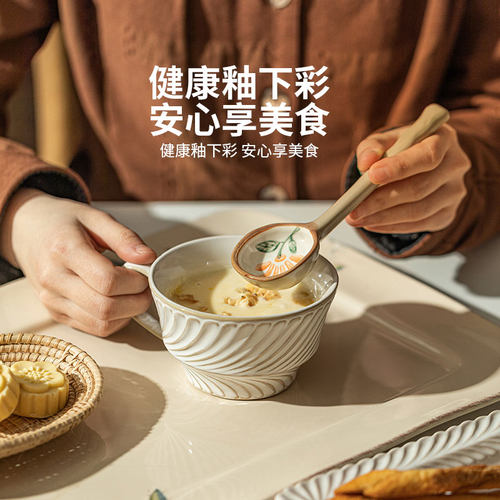 摩登主妇陶瓷小勺子长柄窑变高颜值家用喝汤调羹汤匙可爱粗陶汤勺 - 图3