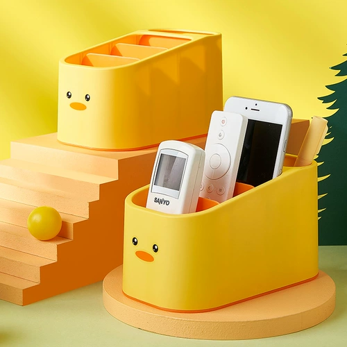 Милая желтая утка, пульт, настольная коробка для хранения, мультяшный ящик для хранения для спальни