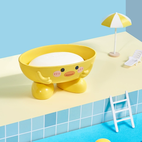 Милая желтая утка, сушилка, мыло, мультяшная пластиковая мыльница для домашнего использования
