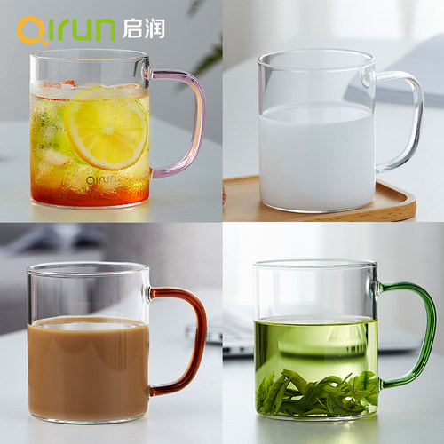 玻璃杯带把手带盖水杯大容量杯子茶杯男士女泡茶喝水牛奶啤酒饮水 - 图0