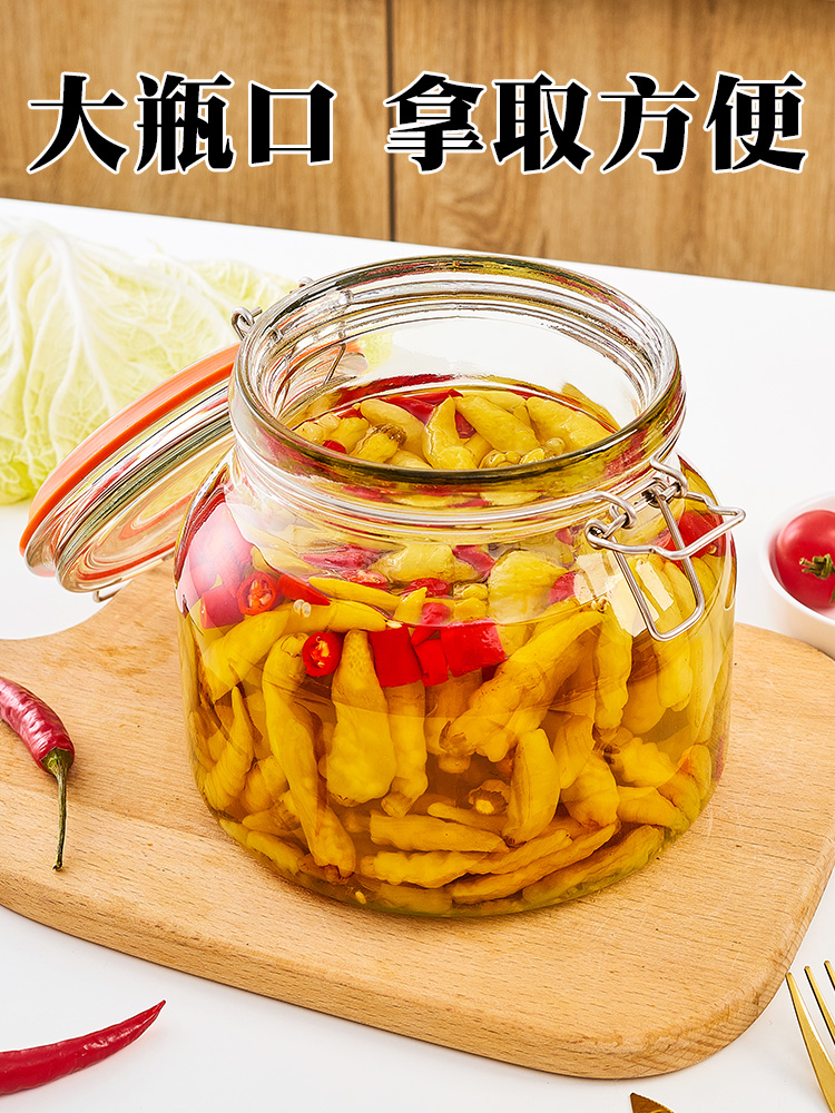 泡菜坛子家用玻璃密封罐辣白菜四川泡菜广口玻璃缸加厚大号酸菜坛 - 图0