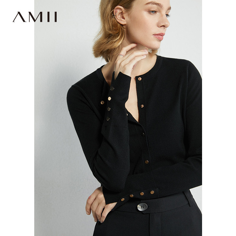 amii气质圆领针织2021秋季空调衫 amii新诺毛衣