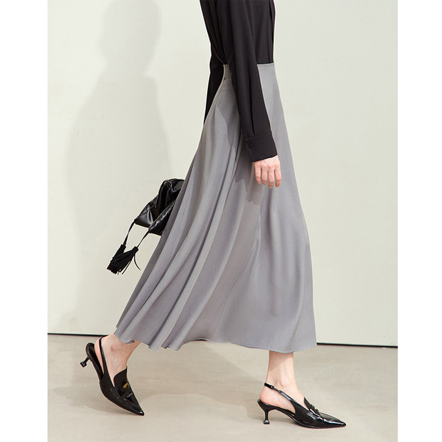Amii2025 new summer style elegant Hepburn style advanced commuting geometric segmented skirt women's loose A-line skirt