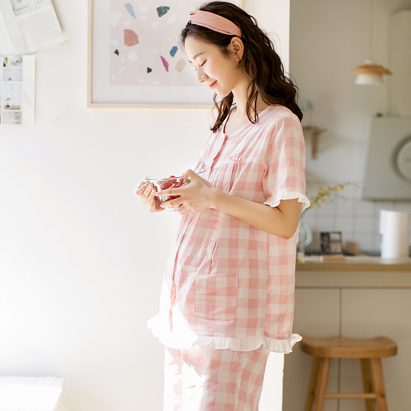 家时光月子服夏季产后短袖纯棉睡衣 hthome家时光叙威家居服套装