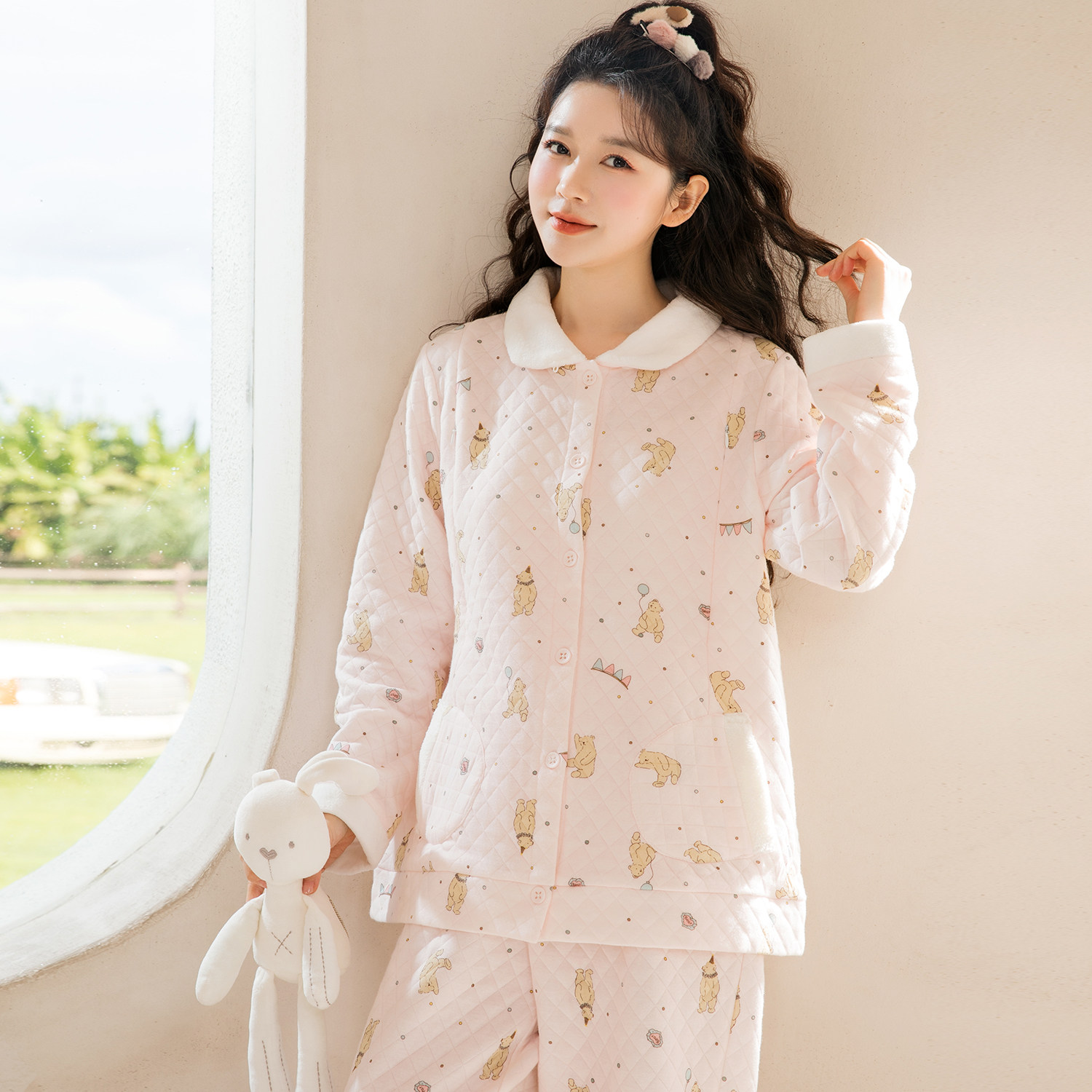 家时光月子服孕妇哺乳睡衣产后空气棉喂奶冬季外穿保暖产妇家居服,淘宝优惠券,粉丝福利购,淘宝优惠卷