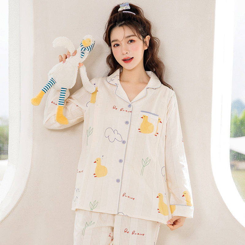 家时光月子服夏季产后纯棉纱布睡衣 hthome家时光叙威家居服套装