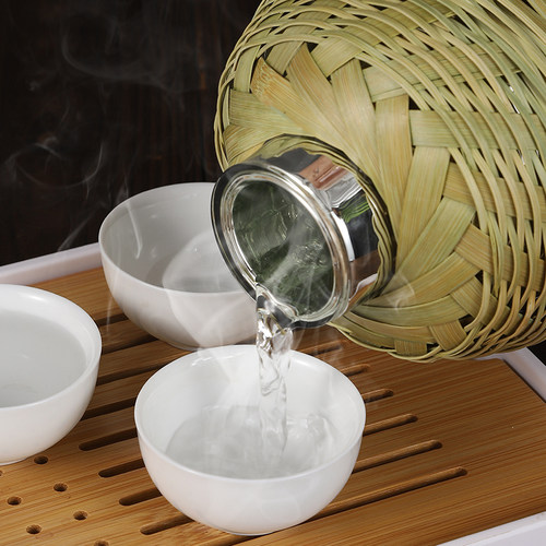 沃米老式竹编复古热水瓶家用保温瓶保温壶玻璃内胆暖瓶开水瓶水壶 - 图1
