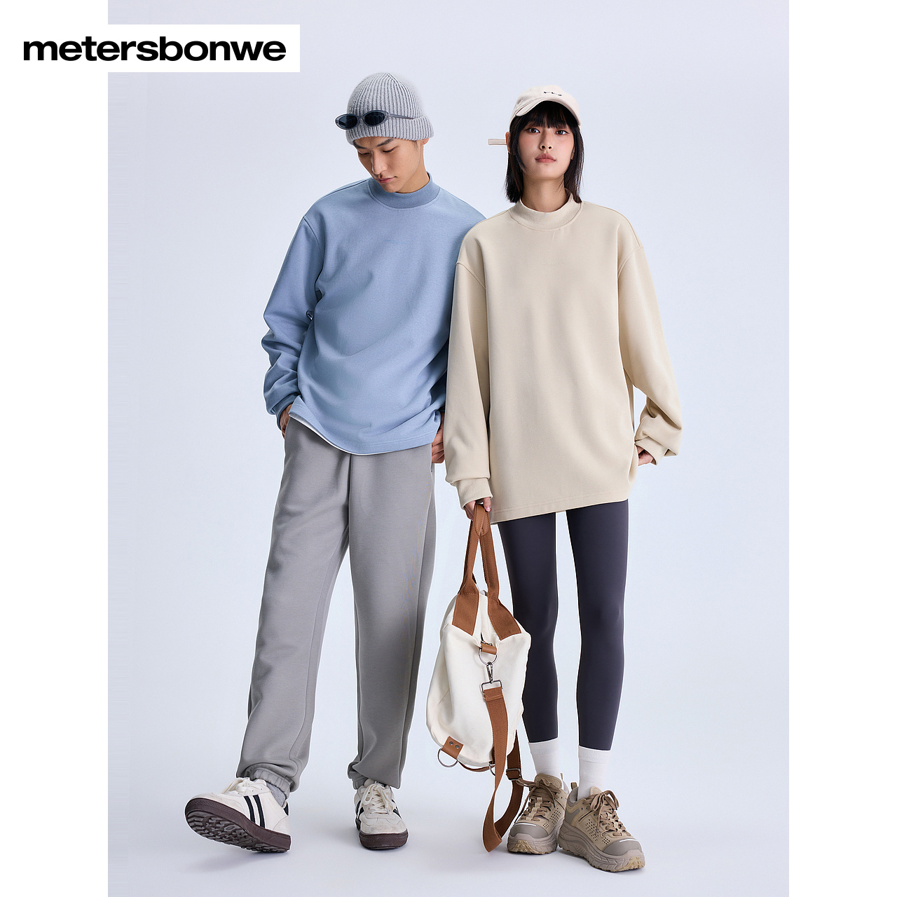 美特斯邦威小高领套头卫衣男女同款2024秋季新款简约纯色上衣