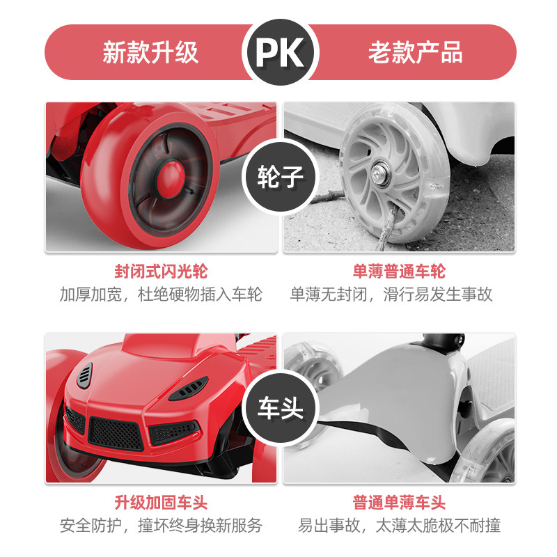2岁6宝宝踏板子三合一单脚滑板车 嘟比滑板车