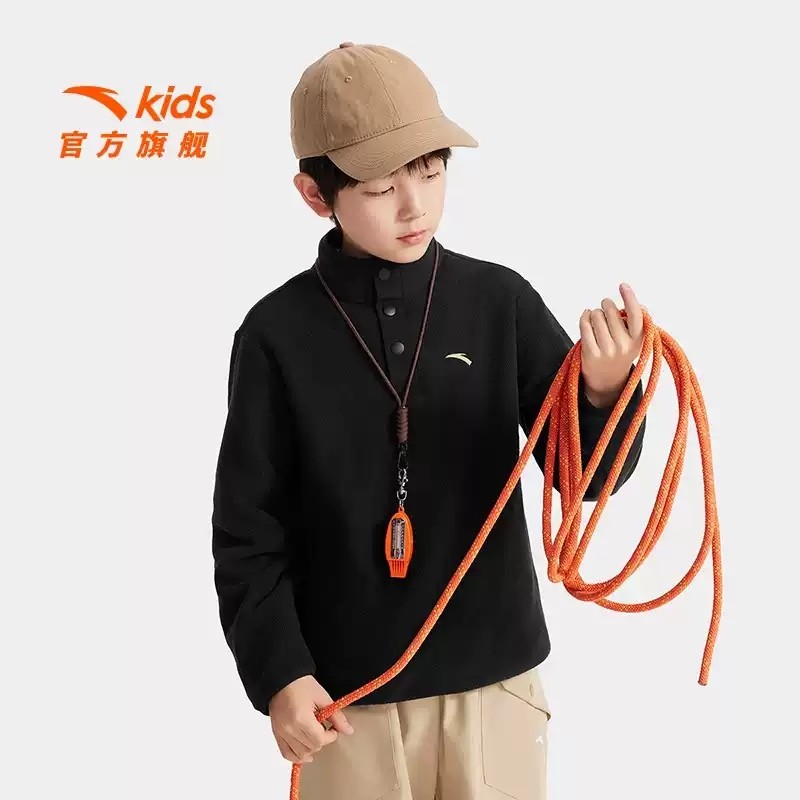 安踏儿童卫衣童装2025秋冬新款男童卫衣中大童套头运动衫保暖上衣,淘宝优惠券,粉丝福利购,淘宝优惠卷