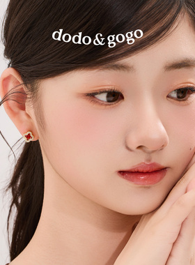 dodogogo红色四叶草耳钉女秋冬