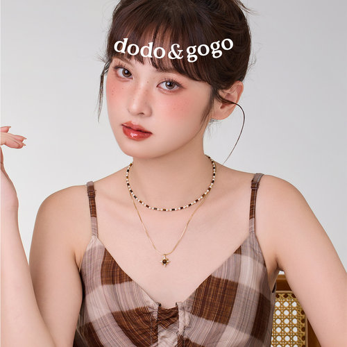 DODOGOGO美拉德虎眼石串珠项链女配饰秋冬长款毛衣链锁骨链吊坠 - 图2