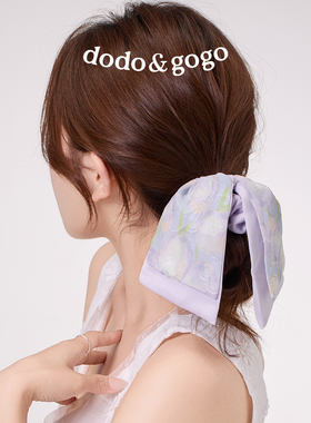 DODOGOGO蓝色印花大肠发圈女2026新款高级感头绳发饰头花发绳头饰