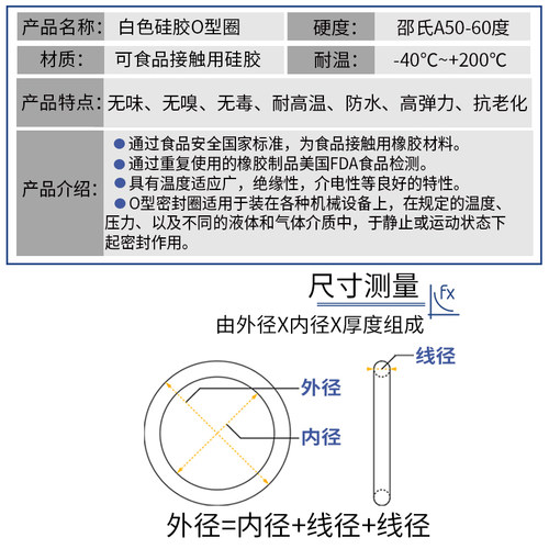 硅橡胶o型圈耐高温食品级外径（5-22mm）*2mm/10只密封圈o型圈 - 图1