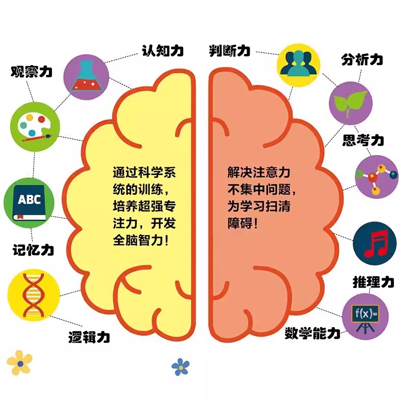 让孩子受益一生的儿童专注力培养大全认知力 观察力 记忆力 3-5-6岁幼儿全脑数学思维逻辑训练书益智找不同迷宫书培养孩子注意力 - 图0