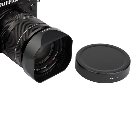号歌 富士 XF 18-55mm F2.8-4 镜头 XT5配件新款方形金属遮光罩 - 图0