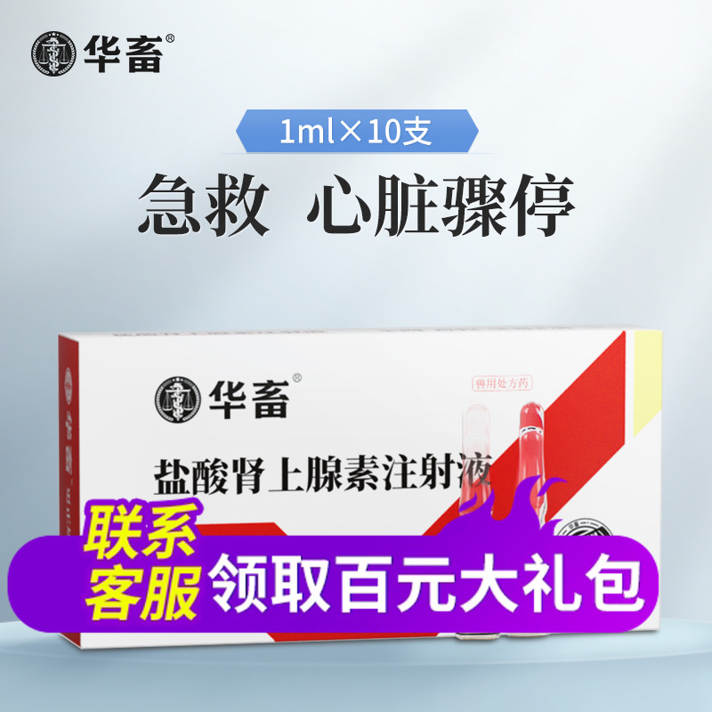 华畜盐酸肾上腺素兽药急救针兽用强心针马牛羊猪用注射激素应激药 - 图0