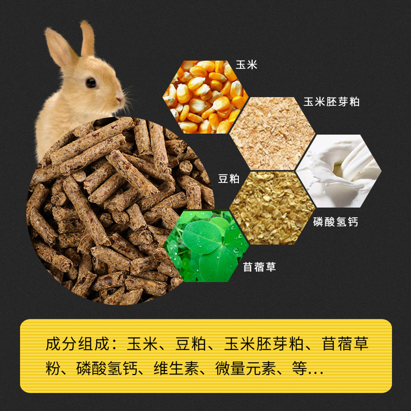 兔粮兔饲料20斤成年兔幼兔荷兰猪食物兔子粮食豚鼠10kg大包装包邮 - 图0