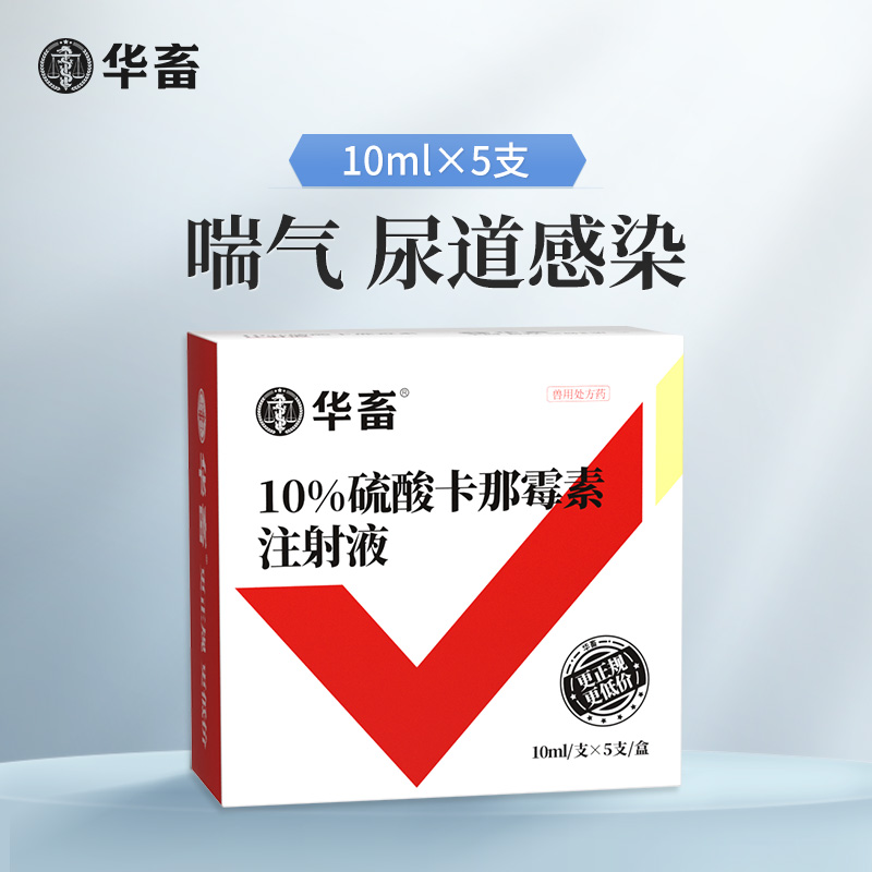 华畜兽药硫酸卡那霉素注射兽用猪牛羊用药咳嗽呼吸道喘气支气管炎 - 图0