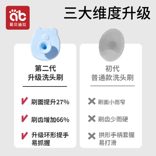 婴儿硅胶洗头刷宝宝洗澡海绵新生儿童搓澡用品幼儿去头垢发神器棉 - 图0