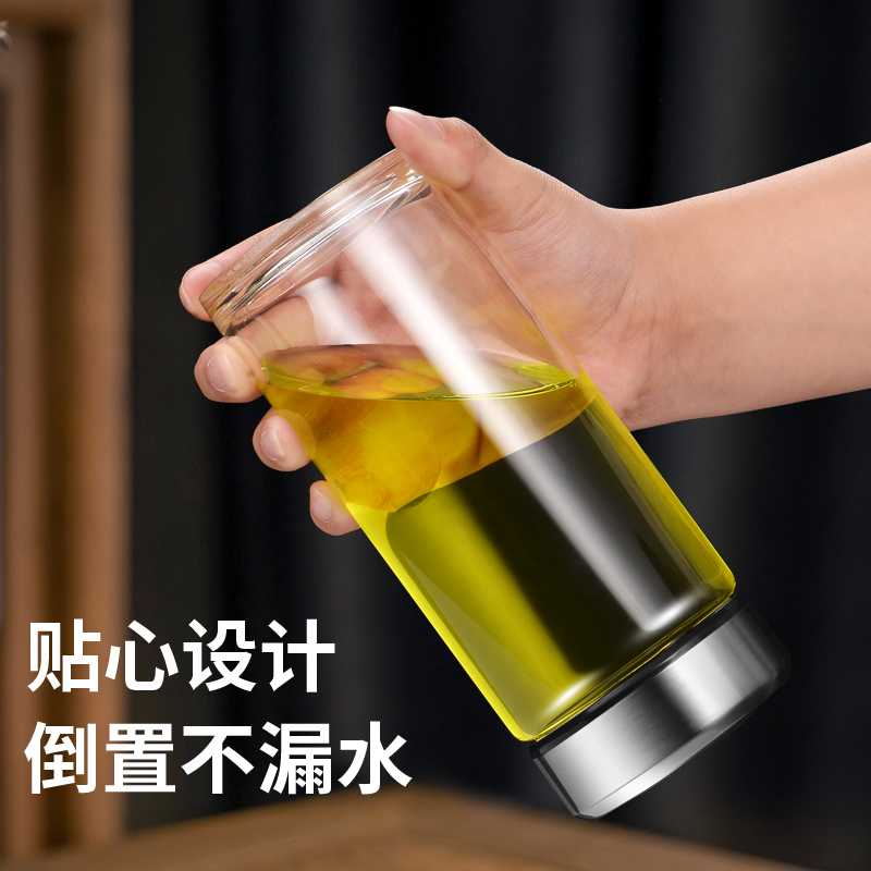 商务单层玻璃杯超大容量水杯子加厚高档透明男士车载泡茶杯800ml