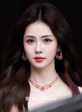 奔跑吧白鹿同款彩色琉璃项链春夏花语独特漂亮锁骨链2026新款爆款