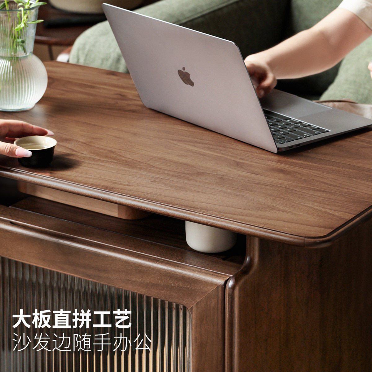 方迪移动茶桌全实木茶水柜边几黑胡桃木新中式家用泡茶台沙发边柜,淘宝优惠券,粉丝福利购,淘宝优惠卷