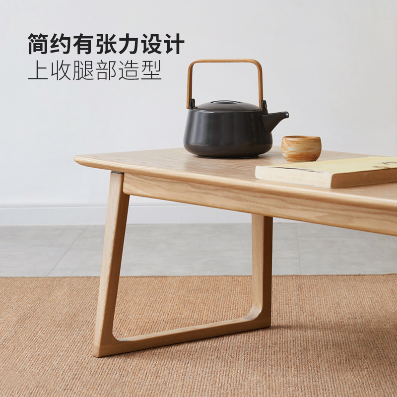 方迪实木榻榻米桌子阳台飘窗桌新中式炕桌炕几水曲柳矮茶桌小茶几 - 图1