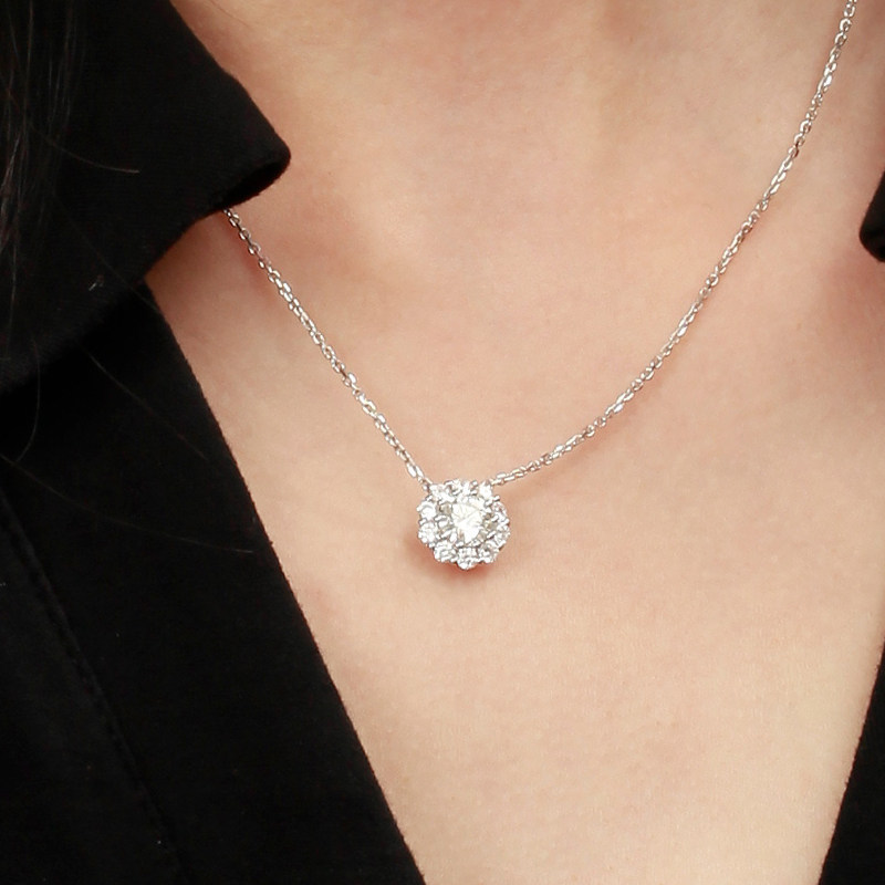 诗美洛正品纯银莫桑石女套链锁骨链 诗美洛项链