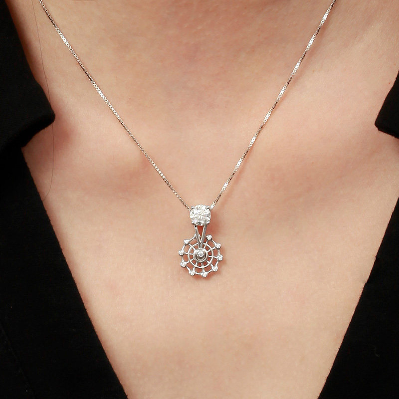 诗美洛女正品莫桑石摩天轮纯银项链 诗美洛项链