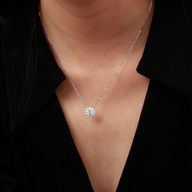 诗美洛正品纯银莫桑石女套链锁骨链 诗美洛项链