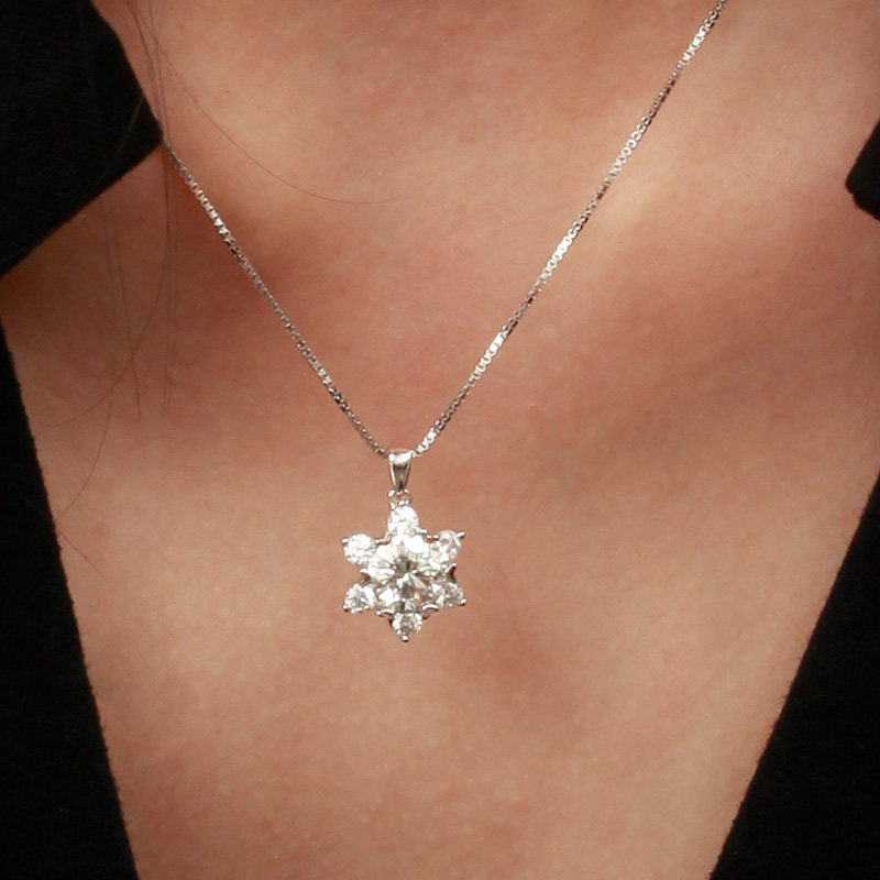 诗美洛浪漫雪花纯银正品女毛衣链 诗美洛项链