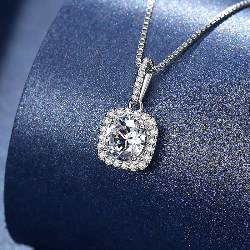 诗美洛正品莫桑石女方围女纯银项链 诗美洛项链