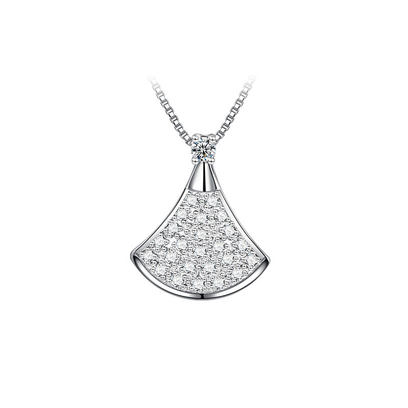 诗美洛正品莫桑石项链女纯银小裙子 诗美洛项链