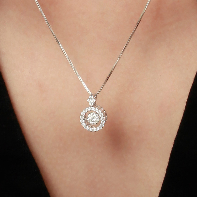 诗美洛时光飞轮正品莫桑石纯银项链 诗美洛项链