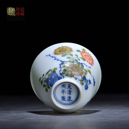 玖廷康熙十二花神杯景德镇仿古茶具手绘五彩功夫品茗杯主人杯单杯 - 图1