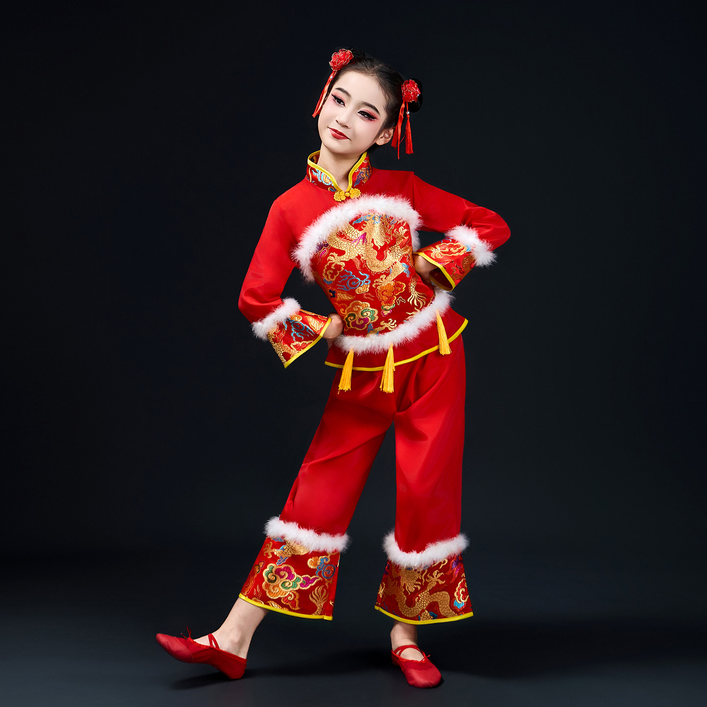 新款元旦儿童秧歌舞演出服喜庆新年开门红灯笼舞幼儿中国风表演服,淘宝优惠券,粉丝福利购,淘宝优惠卷