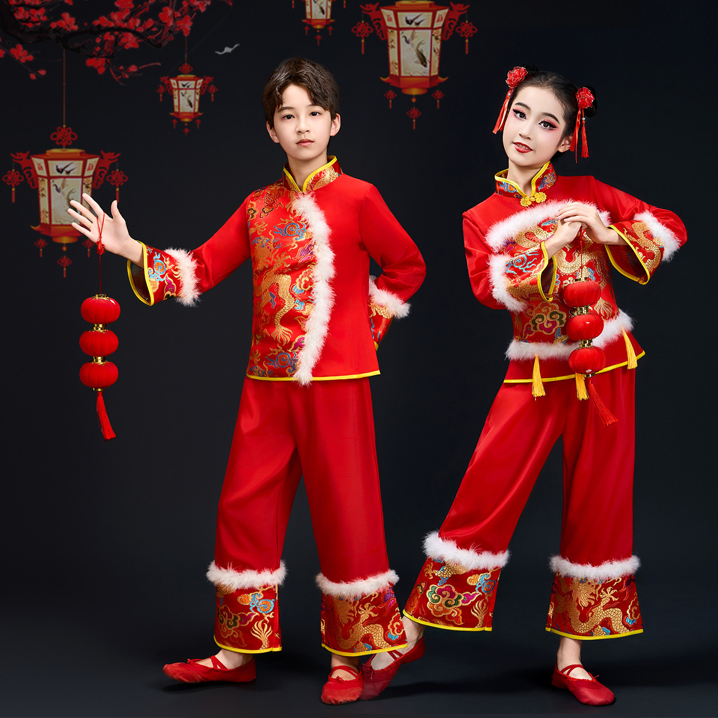 新款元旦儿童秧歌舞演出服喜庆新年开门红灯笼舞幼儿中国风表演服,淘宝优惠券,粉丝福利购,淘宝优惠卷