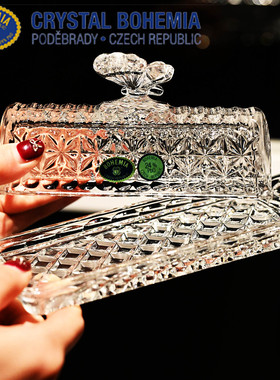 捷克BOHEMIA水晶带盖水果盘