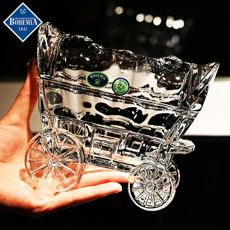 BOHEMIA捷克进口水晶玻璃马车发财棺创意礼品储物糖缸首饰盒摆件,淘宝优惠券,粉丝福利购,淘宝优惠卷