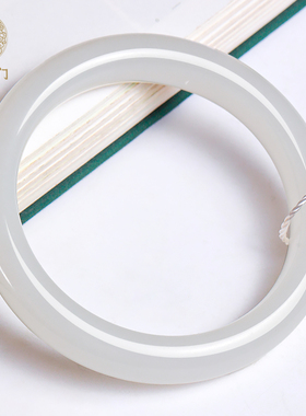 天然和田玉手镯灰白玉平安镯