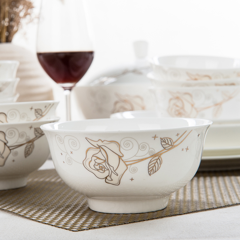 骨瓷吃饭碗家用简约陶瓷4.5英寸好看的碗吃饭的碗单个小碗汤碗1只 - 图2