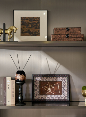 轻奢摆件棕色裂纹装饰盒托盘方盒组合酒店会所客厅衣帽间梳妆台