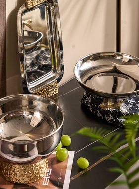 现代酒店餐厅不锈钢果盘高级摆台