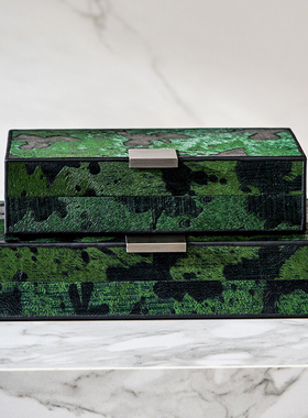 中式复古风墨绿色系收纳盒提盒包
