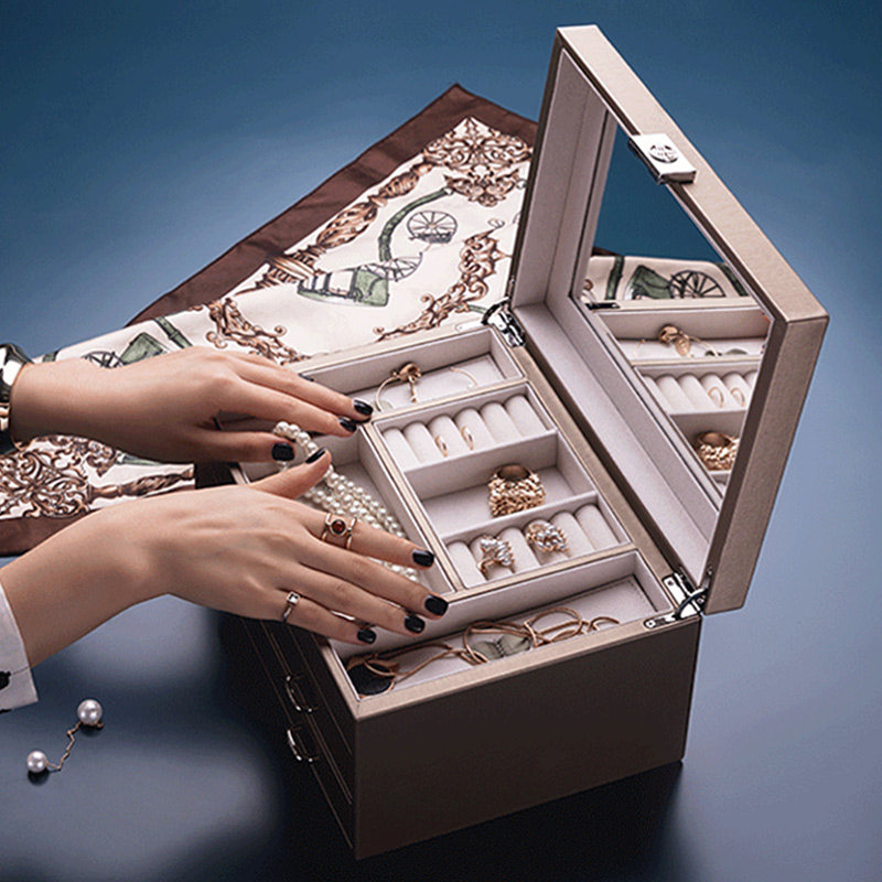 首饰盒公主珠宝饰品盒韩国首饰收纳盒带锁女生上司情人教师节礼物