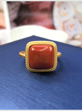 批南红玛瑙复古镶嵌S925纯银古法